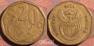 ЮАР 20 центов 2000 года, KM# 225, a140-002