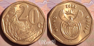 ЮАР 20 центов 2002 года, KM# 270, 101g-141