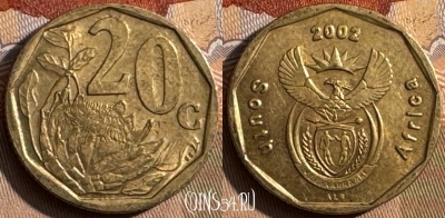 ЮАР 20 центов 2002 года, KM# 270, 426s-100