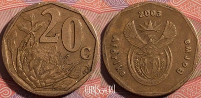 ЮАР 20 центов 2003 года, KM# 327, a140-004