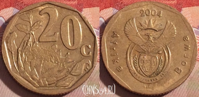ЮАР 20 центов 2004 года, KM# 328, 082b-015