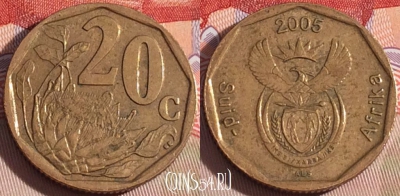 ЮАР 20 центов 2005 года, KM# 293, 082b-004