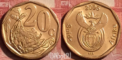 ЮАР 20 центов 2005 года, KM# 293, 253l-083 ♛