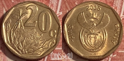 ЮАР 20 центов 2005 года, KM# 293, 474r-138 ♛