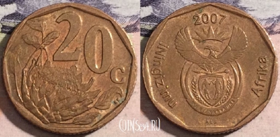 ЮАР 20 центов 2007 года, KM# 342, 174-087