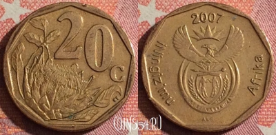 ЮАР 20 центов 2007 года, KM# 342, 356-084