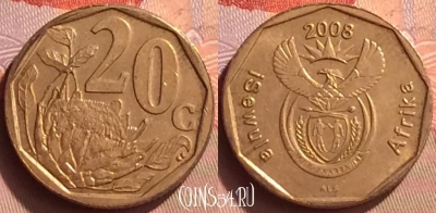 ЮАР 20 центов 2008 года, KM# 442, 088o-081