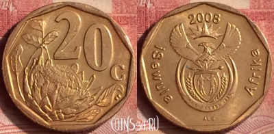 ЮАР 20 центов 2008 года, KM# 442, 128m-068