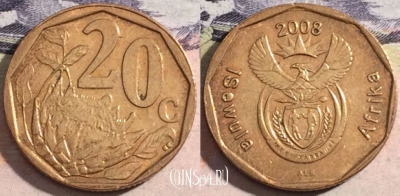 ЮАР 20 центов 2008 года, KM# 442, 174-075