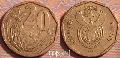 ЮАР 20 центов 2008 года, KM# 442, 359k-116