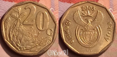 ЮАР 20 центов 2008 года, KM# 442, 417-038