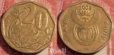 ЮАР 20 центов 2008 года, KM# 442, a059-102