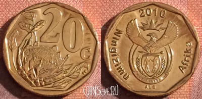 ЮАР 20 центов 2010 года, KM# 495, 044h-140
