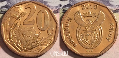 ЮАР 20 центов 2010 года, KM# 495, 174-007
