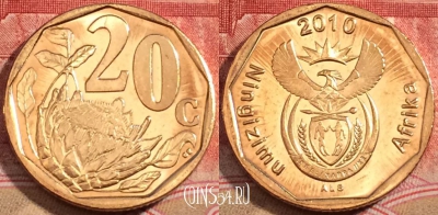 ЮАР 20 центов 2010 года, KM# 495, 222-018