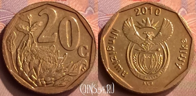 ЮАР 20 центов 2010 года, KM# 495, 418-108