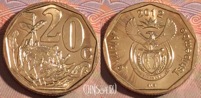 ЮАР 20 центов 2012 года, KM# 466, 197a-140