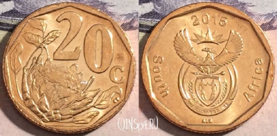 ЮАР 20 центов 2015 года, aUNC, 174-076