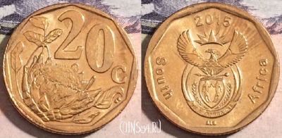 ЮАР 20 центов 2015 года, aUNC, 174-086