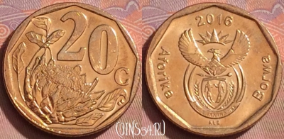 ЮАР 20 центов 2016 года, KM# 327, 260k-022