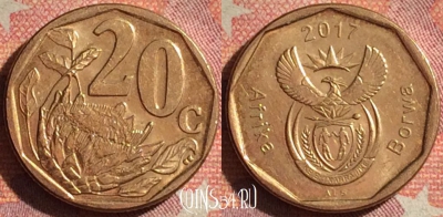 ЮАР 20 центов 2017 года, KM# 328, 150i-031