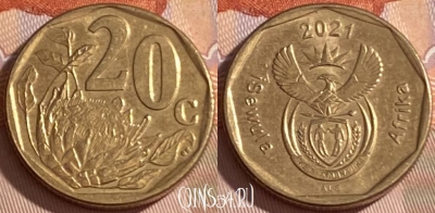 ЮАР 20 центов 2021 года, KM# 442, 379r-112 ♛