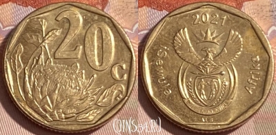 ЮАР 20 центов 2021 года, KM# 442, 480р-033 ♛