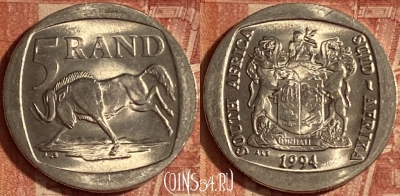 ЮАР 5 рандов 1994 года, KM# 140, 250p-133 ♛