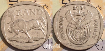 ЮАР 5 рандов 2001 года, KM# 229, 187-086