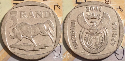 ЮАР 5 рандов 2001 года, KM# 229, 187-087