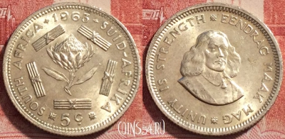 ЮАР 5 центов 1963 года, Ag, KM# 59, 246-083