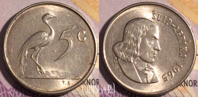 ЮАР 5 центов 1965 года, SUID-AFRIKA, KM# 67.2, 188a-091