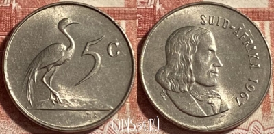 ЮАР 5 центов 1967 г., SUID-AFRIKA, KM# 67.2, 492р-116 ♛