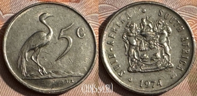 ЮАР 5 центов 1974 года, KM# 84, 144s-090