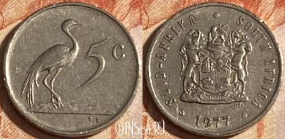 ЮАР 5 центов 1977 года, KM# 84, 167r-132 ♛