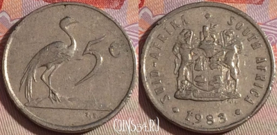ЮАР 5 центов 1983 года, KM# 84, 143b-054