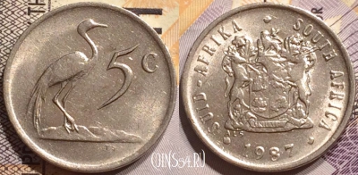 ЮАР 5 центов 1987 года, KM# 84, 138-063