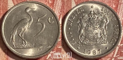 ЮАР 5 центов 1987 года, KM# 84, 336r-127 ♛