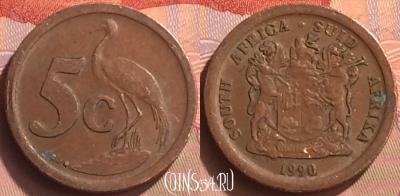 ЮАР 5 центов 1990 года, KM# 134, 080o-061