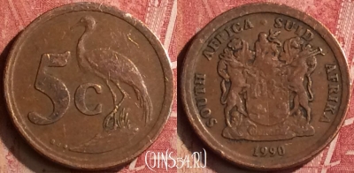 ЮАР 5 центов 1990 года, KM# 134, 183n-114