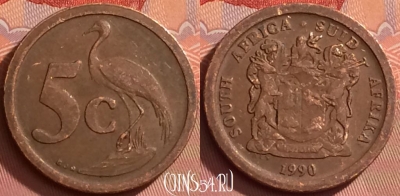ЮАР 5 центов 1990 года, KM# 134, 279l-091