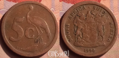 ЮАР 5 центов 1990 года, KM# 134, 419-084