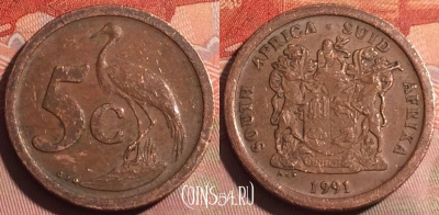 ЮАР 5 центов 1991 года, KM# 134, 254a-032