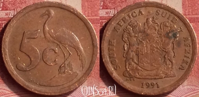 ЮАР 5 центов 1991 года, KM# 134, 295l-030