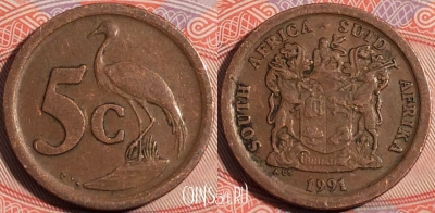 ЮАР 5 центов 1991 года, KM# 134, a146-051