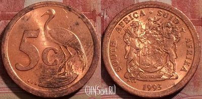ЮАР 5 центов 1993 года, KM# 134, 208-140