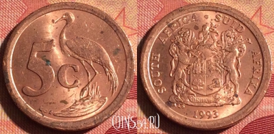 ЮАР 5 центов 1993 года, KM# 134, 228i-001