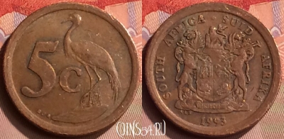 ЮАР 5 центов 1993 года, KM# 134, 416-046