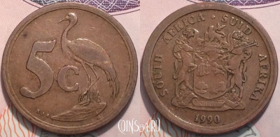 ЮАР 5 центов 1990 года, KM 134, 118-076
