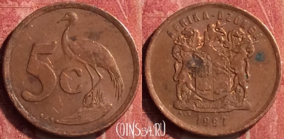 ЮАР 5 центов 1997 года, KM# 160, 407-104
